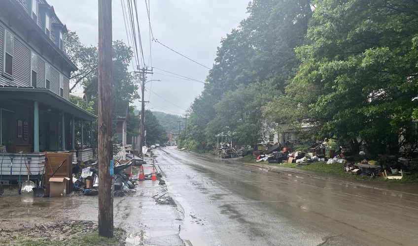 Elm Street in Montpelier, after the flooding in recent days.