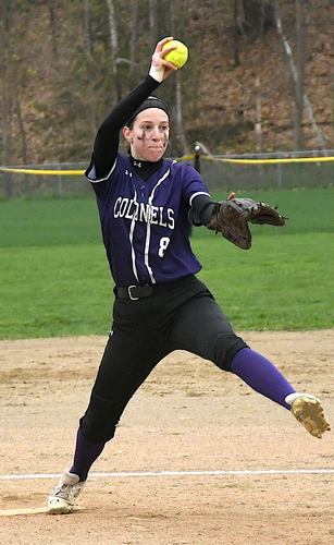 Brattleboro pitcher Marina Wilson struck out seven batters in an 18-5 win over Fair Haven on May 12. It was Brattleboro’s first softball victory of the season. 
