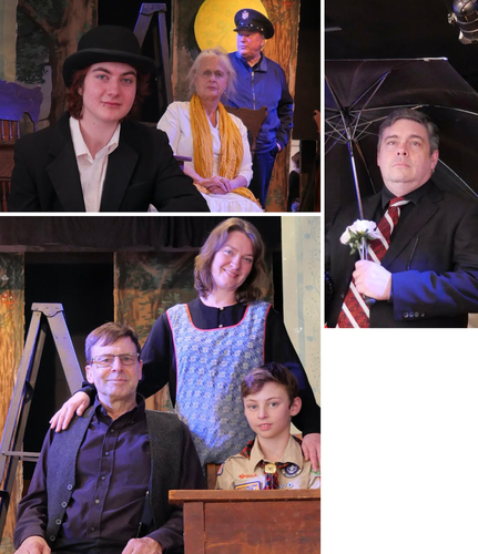 Among those performing in <i>Our Town</i>, at the Broad Brook Community Center in Guilford will be (top left photo) Archer Holland, Terry Carter, and Bob Tucker; (top right photo) Randy Lichtenwalner; and (bottom photo) Charlie Morse, Julie Holland, and Owen Malouin.