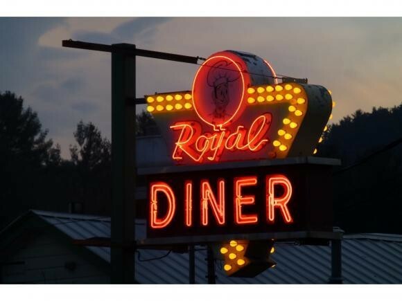 The original sign that was in front of the Royal Diner when it was located on Main Street in Brattleboro eventually found it way to the Chelsea Royal Diner’s  present location in West Brattleboro.