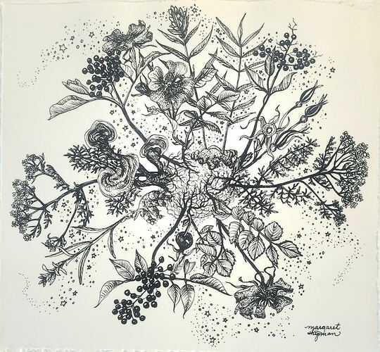 This piece by Margaret Shipman is part of the Harmony Collective’s “Black and White” exhibit showing this month.