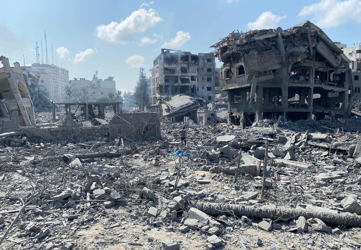The aftermath of an Israeli airstrike on the El-Remal aera in Gaza City on Oct. 9.
