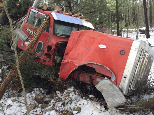 No injuries in Vernon logging truck accident