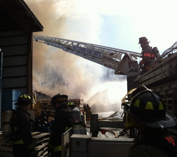 Three-alarm fire destroys warehouse
