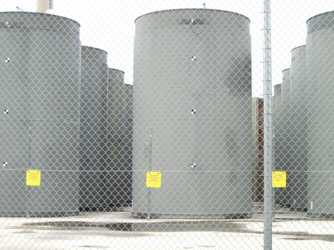 Spent fuel from the reactor of the former Vermont Yankee nuclear power plant sits inside these casks in Vernon in this 2019 photo.