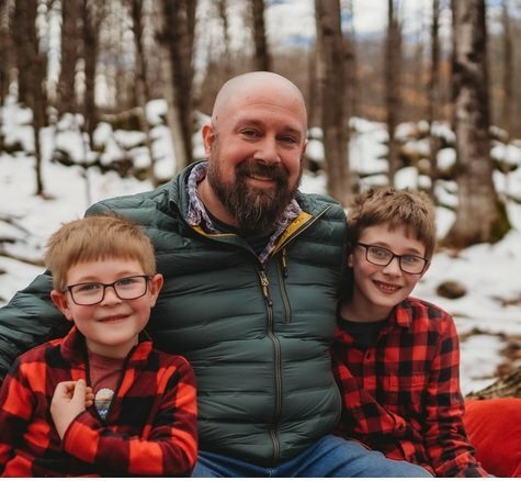 Matthew Schibley and his two sons, both of whom attend Green Street School in Brattleboro.