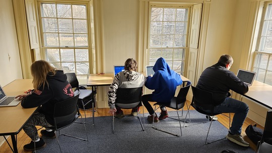 High school students study in Community House’s new classroom space at the historic Holbrook House on Linden Street in Brattleboro.