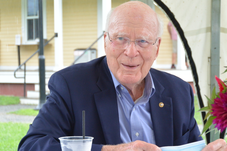 Sen. Patrick Leahy visited the Retreat Farm in Brattleboro in 2021 to announce $3 million of federal funding to create a food center at the historic site.