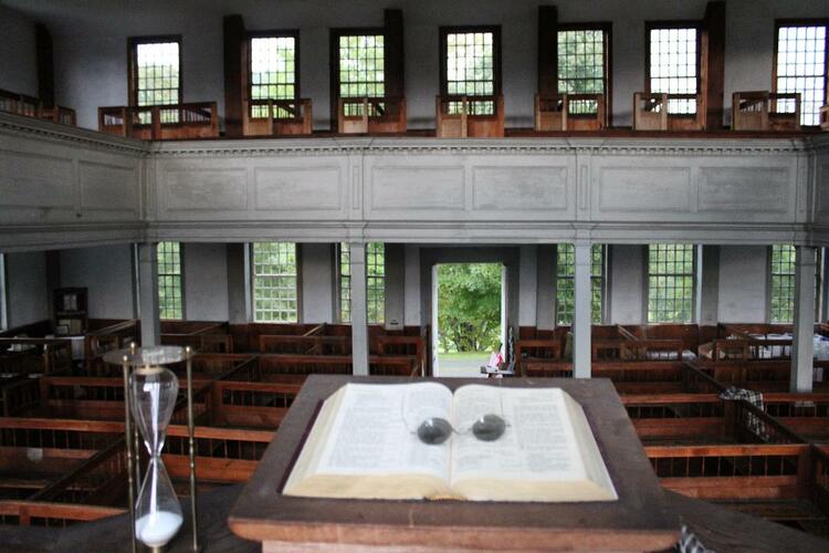 A view from the pulpit of the Rockingham Meeting House.