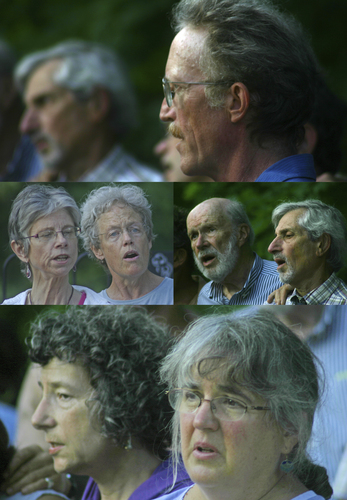 The Hallowell singers &mdash; a group of volunteers who sing for the dying &mdash; celebrate their 20th anniversary this year. In these photos from The Commons archives, the group sings at a public memorial ceremony in 2011. Top: Thomas Jamison. Center left: Karolina Oleksiw and Terry Sylvester. Center right: Larrimore Crockett and Burt Tepfer. Bottom: Helen Anglos and Robin Davis.