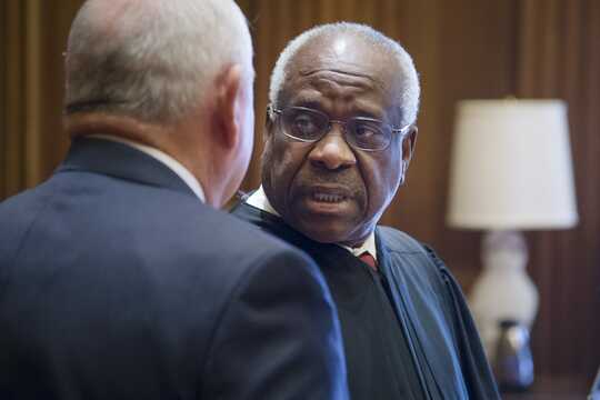 Clarence Thomas (pictured here swearing in Sonny Perdue as secretary of agriculture in 2017) is under fire after investigations revealed the associate justice failed to disclose numerous financial entanglements with people who had cases before the court &mdash; or recuse himself from deliberating on those cases.