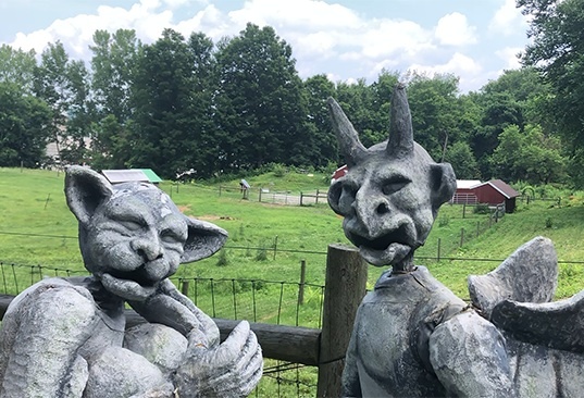 Hugo and Claude, a pair of foam and gauze gargoyles, will be brought to life by Shoshana Bass and Kirk Murphy.