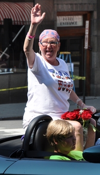 Dierdre Baker, organizer of the town’s community Christmas Breakfast and a cancer survivor, was the Grand Marshal of the 2012 Brattleboro Fourth of July parade.