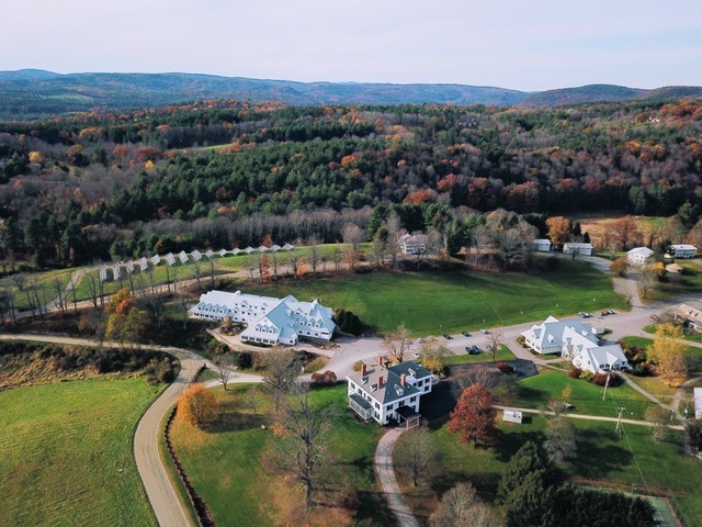 An aerial view of the School for International Training campus in Brattleboro.